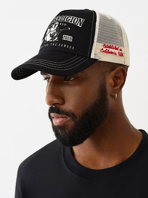 True Religion Varsity Trucker Cap Black/White