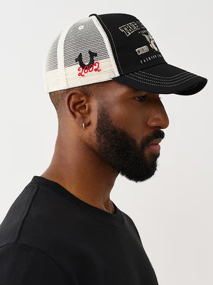 True Religion Varsity Trucker Cap Black/White