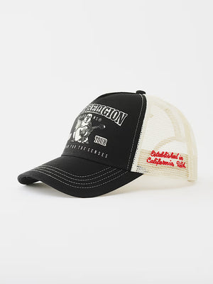 True Religion Varsity Trucker Cap Black/White