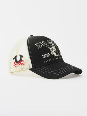 True Religion Varsity Trucker Cap Black/White