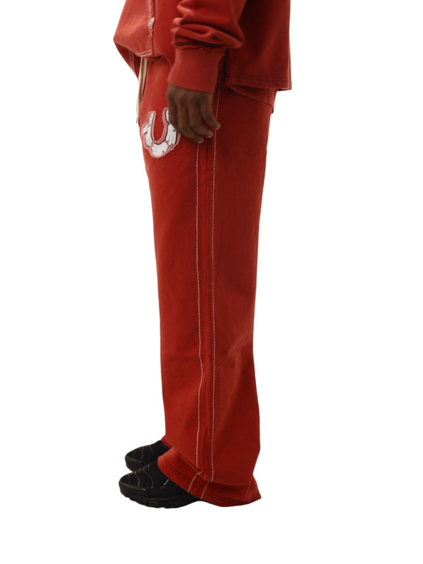 True Religion Blu X Track Pants Wide Leg Washed Red