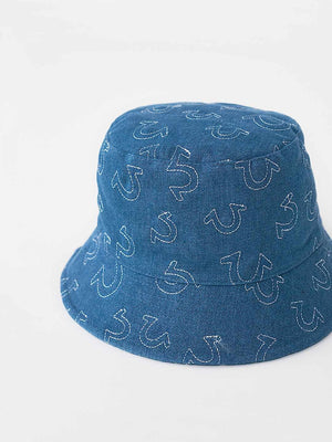 True Religion Bucket Hat All Over Hs Light Wash