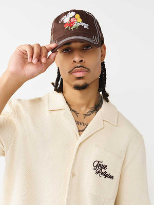 TRUE RELIGION CAP EMB FLOWER CHESTNUT