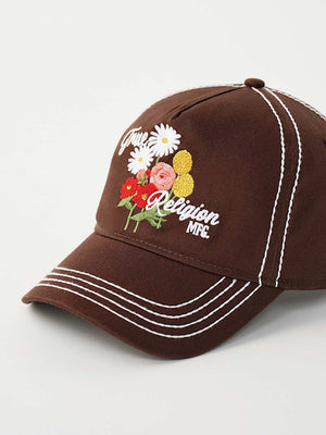 TRUE RELIGION CAP EMB FLOWER CHESTNUT