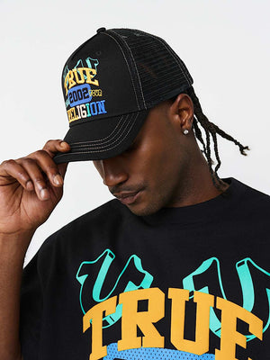 TRUE RELIGION CAP HS WORLD TOUR TRUCKER JET BLACK