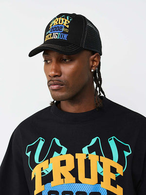 TRUE RELIGION CAP HS WORLD TOUR TRUCKER JET BLACK