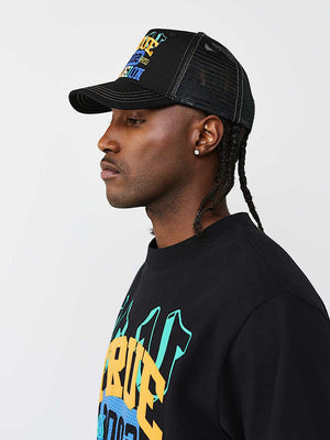 TRUE RELIGION CAP HS WORLD TOUR TRUCKER JET BLACK