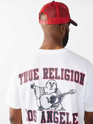 TRUE RELIGION CAP CRYSTAL TR BUDHHA TRUCKER JET BLACK-TRV RED