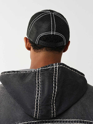 TRUE RELIGION CAP CRYSTAL HS TRUCKER JET BLACK