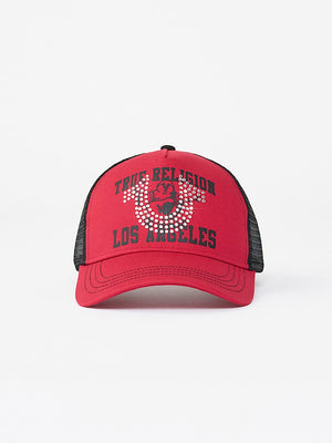TRUE RELIGION CAP CRYSTAL HS TRUCKER TRV RED-JET BLACK