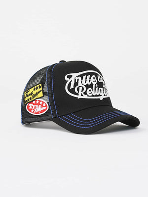 TRUE RELIGION CAP CONTRAST TRUCKER JET BLACK
