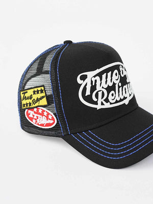 TRUE RELIGION CAP CONTRAST TRUCKER JET BLACK