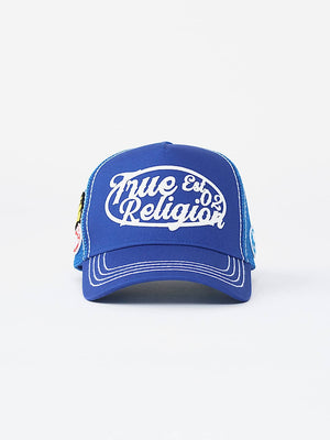 TRUE RELIGION CAP CONTRAST TRUCKER IMPERIAL BLUE