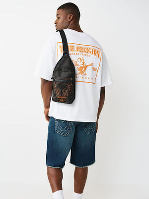 True Religion Bag Emb Patch Sling Jet Black