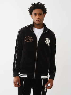 True Religion Jacket Velour Track Jet Black