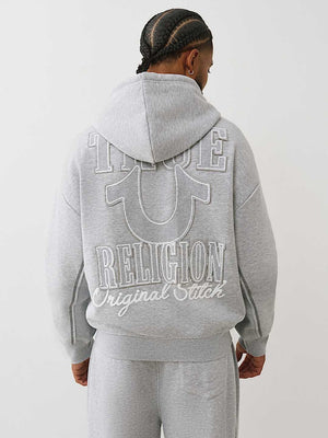 True Religion Jacket Rib Stitch Dept Boxy Zip Up Heather Grey
