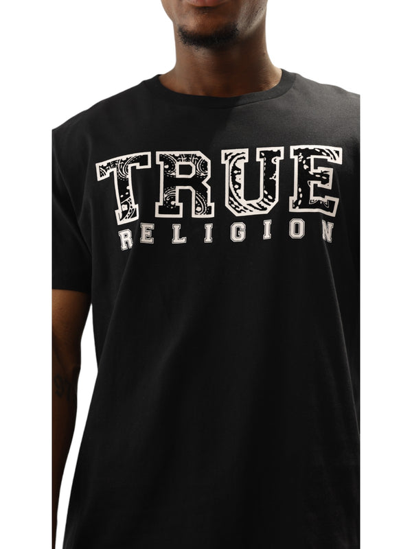 True Religion Paisley T-Shirt Flock Jet Black