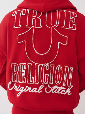 True Religion Jacket Rib Stitch Dept Boxy Zip Up Trv Red