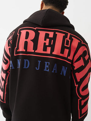 True Religion Jacket Overt Arch Logo Zip Up Jet Black
