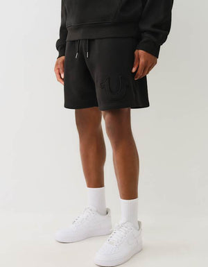 True Religion Applique Sweatshorts Jet Black