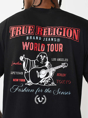 TRUE RELIGION T-SHIRT MULTI OVERLAP JET BLACK