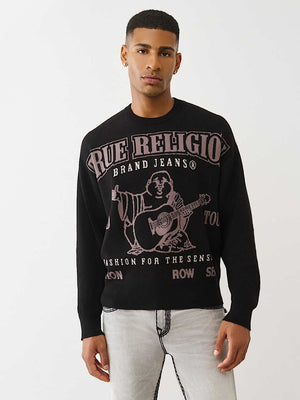 True Religion Sweater Ls Boxy Srs Jet Black