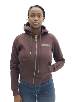 TRUE RELIGION CRYSTAL WING HS ZIP HOODIE DEEP MAHOGANY-True Religion