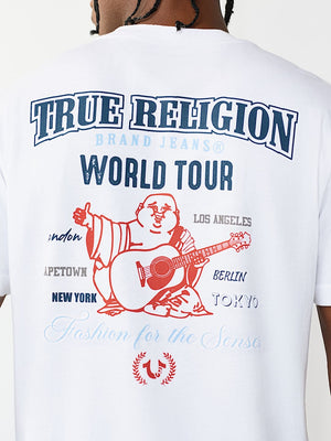 TRUE RELIGION T-SHIRT MULTI OVERLAP OPTIC WHITE