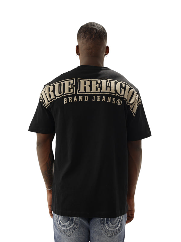 True Religion Relaxed T-Shirt Overseam Puff Jet Black