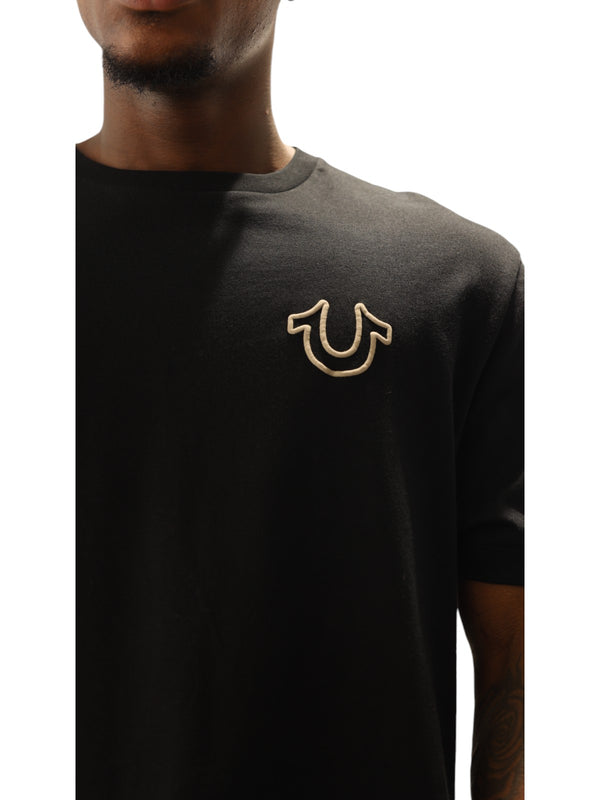 True Religion Relaxed T-Shirt Overseam Puff Jet Black