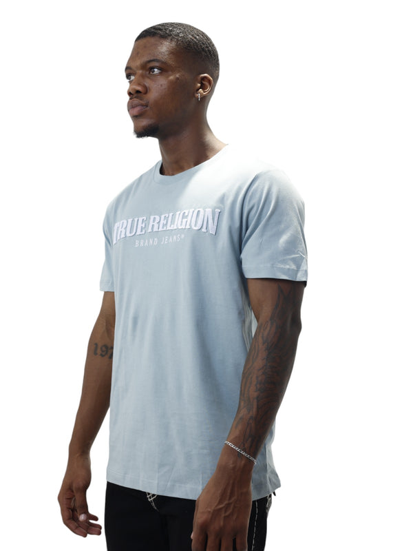 True Religion Pile Arch Logo T-Shirt Dusty Blue