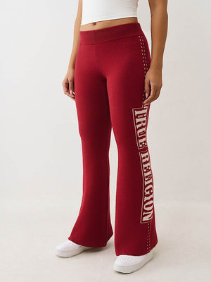 TRUE RELIGION SWEATPANTS JACQUARD RELAXED RHUBARB RED