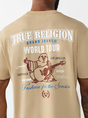 TRUE RELIGION T-SHIRT MULTI OVERLAP TRAVERTINE