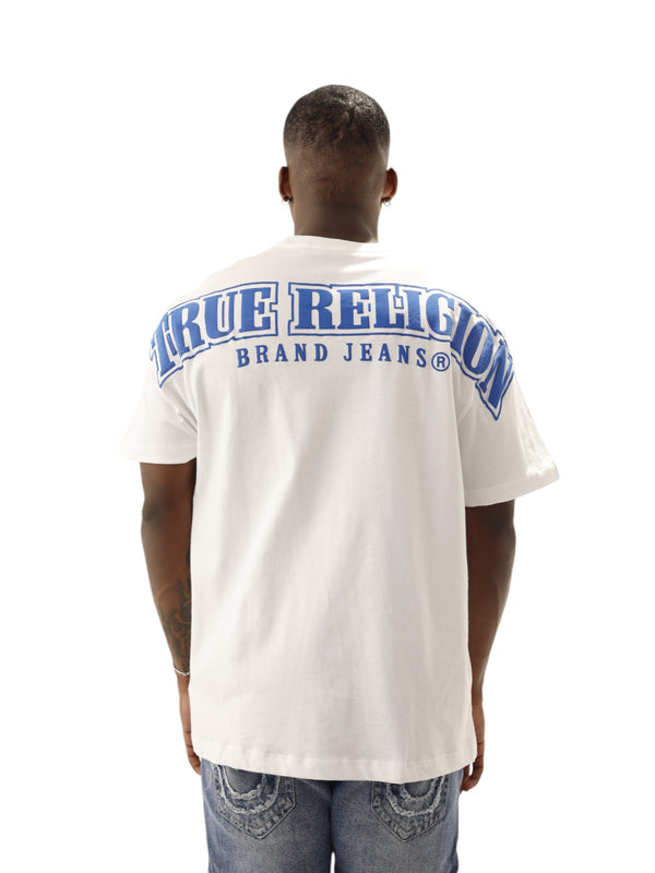 True Religion Relaxed T-Shirt Overseam Puff Optic White