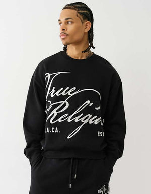 True Religion Script Cinched Sweatshirt Jet Black