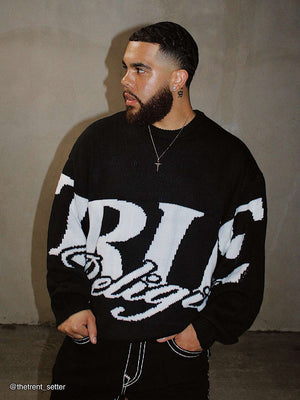 True Religion Sweater Ls Branded Crewneck Jet Black