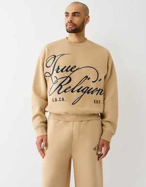 True Religion Script Cinched Sweatshirt Travertine