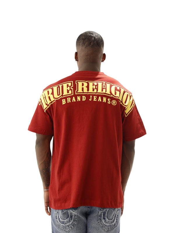 True Religion Relaxed T-Shirt Overseam Puff Red Dahlia