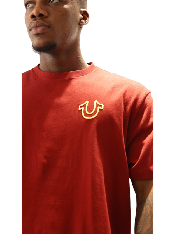 True Religion Relaxed T-Shirt Overseam Puff Red Dahlia