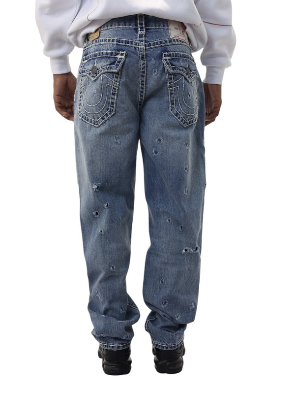 True Religion Bobby Jeans Baggy Benthos Rips Light Wash