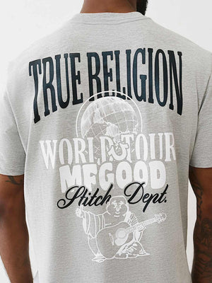 True Religion T-Shirt Ss Tr Globe Heather Grey