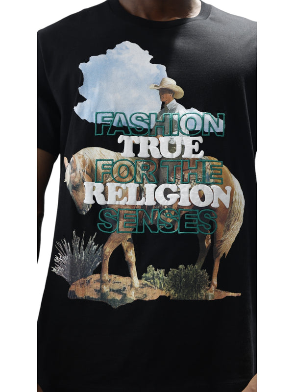 True Religion Waterbase T-Shirt Embro Cowboy Jet Black