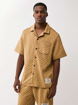 True Religion Shirt Checkered Camp Collar Chipmunk