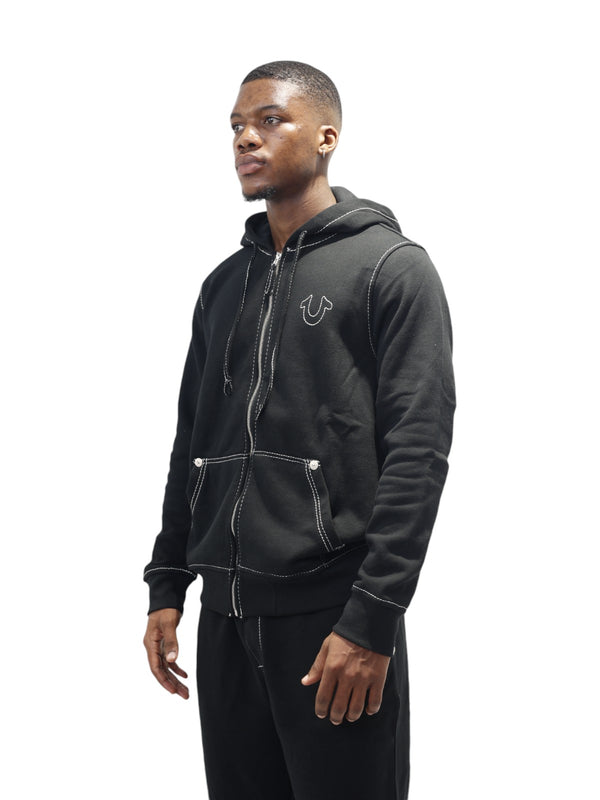 True Religion Jacket Big T Hood Jet Black