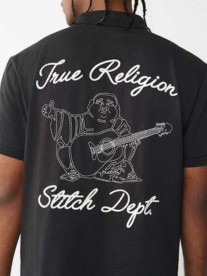 TRUE RELIGION GOLFER EMBRO STITCH JET BLACK