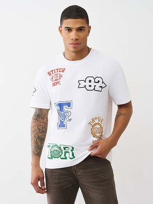 True Religion T-Shirt Ss Embroidery Uni Logo Optic White