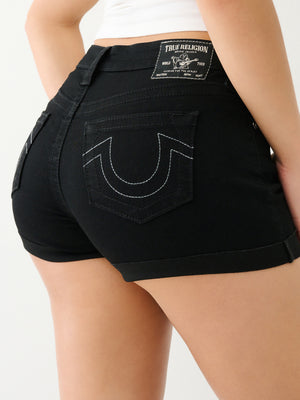 True Religion Jennie Mr Curvy Rolled Short 2Sb Black Rinse-True Religion