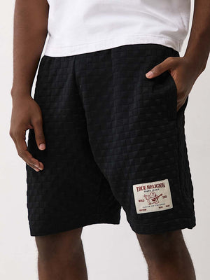 True Religion Shorts Checkered Quilt Jet Black