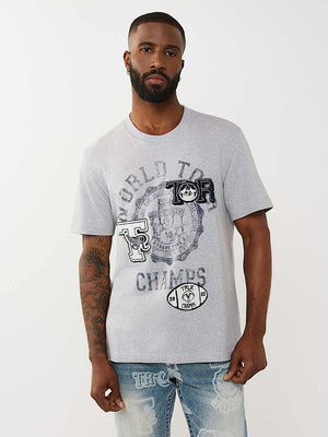 True Religion T-Shirt Ss World Tour Champs Heather Grey