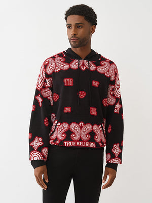 TRUE RELIGION JACKET KNITTED BANDANA BLACK-RED